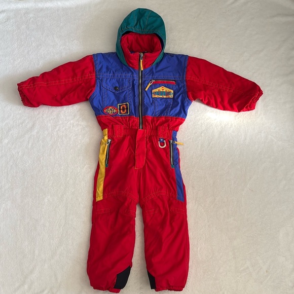 {VTG} Obermeyer | Stealth Snow Ski Suit Patches Colorblock One Piece Red/Blue 5 - Picture 1 of 16